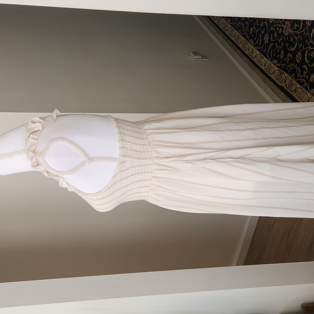 Free People Chambray Butterflies Midi Dress in Ivory Stripped XS - Picture 3 of 14